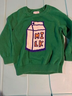 Amazon Essentials Green Knit Crewneck Sweater with Graphic